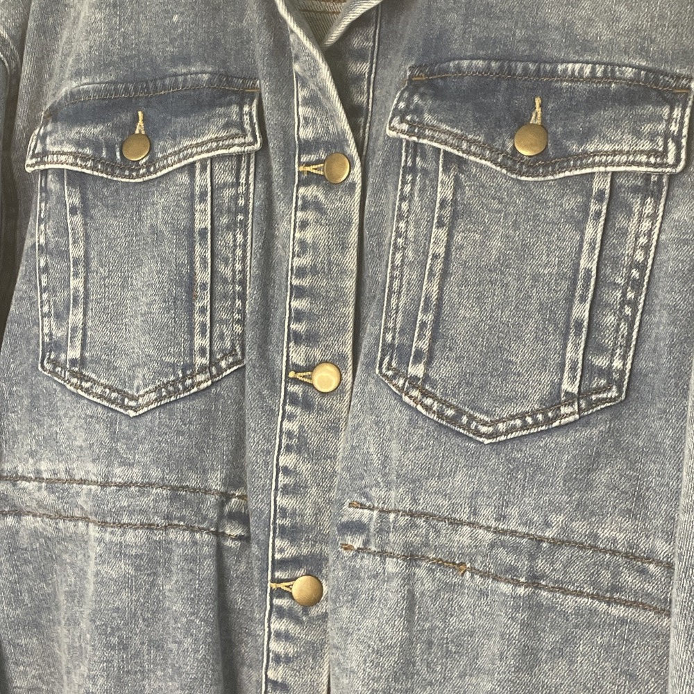 Womens Maurices Jean Denim Jacket Plus 0X Stretch Raw Hem Cowgirl Cinch Waist - Picture 4 of 16